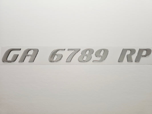 Registration Numbers Domed Decals Stickers (Set) Font 6