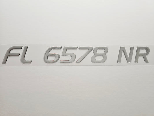 Registration Numbers Domed Decals Stickers (Set) Font 12