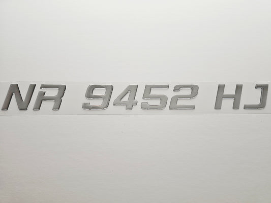 Registration Numbers Domed Decals Stickers (Set) Font 18