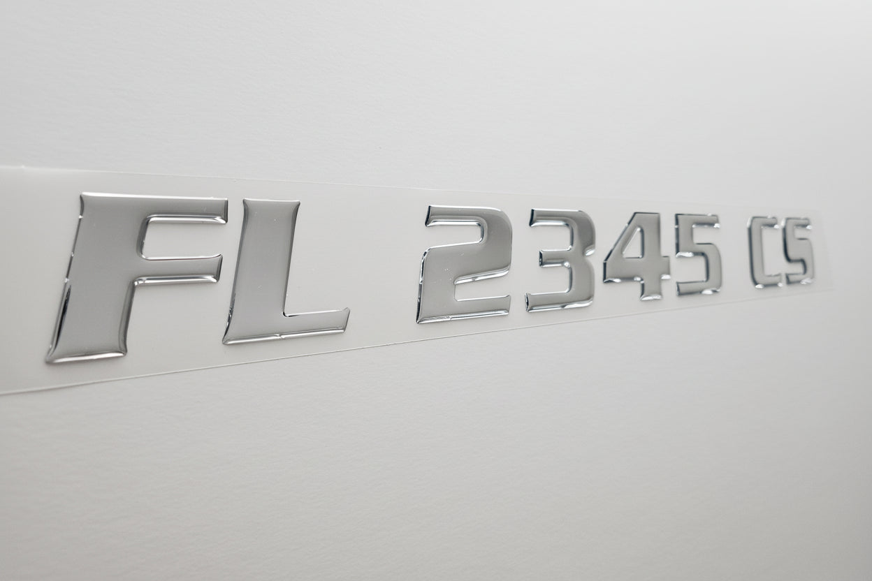 Registration Numbers Domed Decals Stickers (Set) Font 1