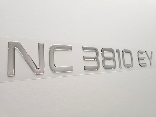 Registration Numbers Domed Decals Stickers (Set) Font 8