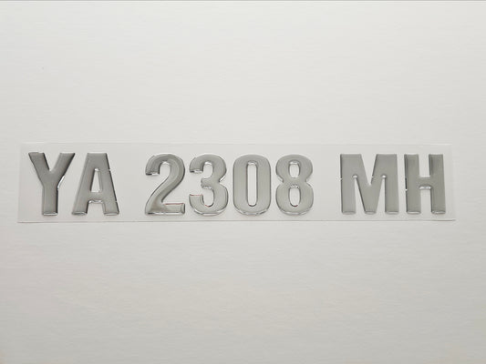 Registration Numbers Domed Decals Stickers (Set) Font 5