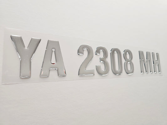 Registration Numbers Domed Decals Stickers (Set) Font 5