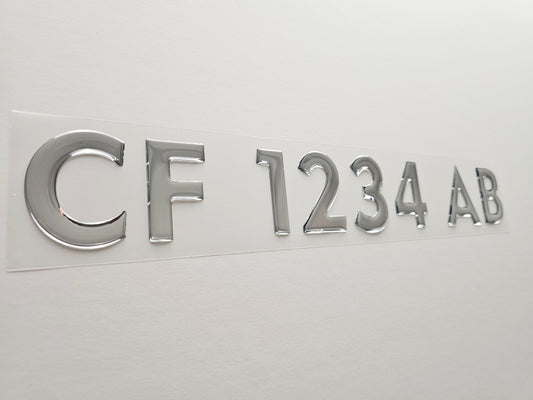 Registration Numbers Domed Decals Stickers (Set) Font 4