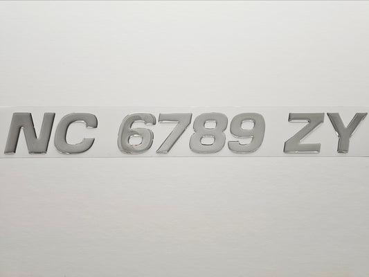 Registration Numbers Domed Decals Stickers (Set) Font 3