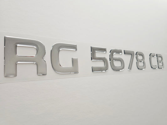 Registration Numbers Domed Decals Stickers (Set) Font 2