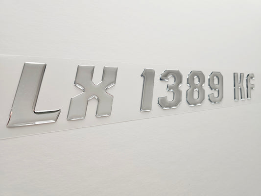 Registration Numbers Domed Decals Stickers (Set) Font 10