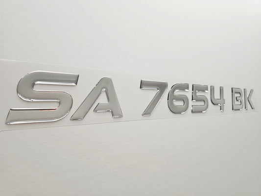 Registration Numbers Domed Decals Stickers (Set) Font 11