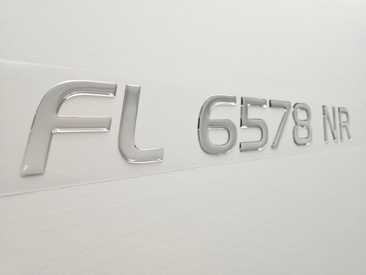 Registration Numbers Domed Decals Stickers (Set) Font 12