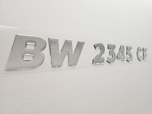 Registration Numbers Domed Decals Stickers (Set) Font 13