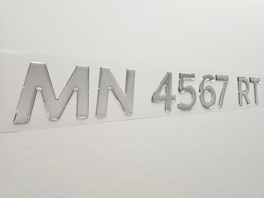 Registration Numbers Domed Decals Stickers (Set) Font 14