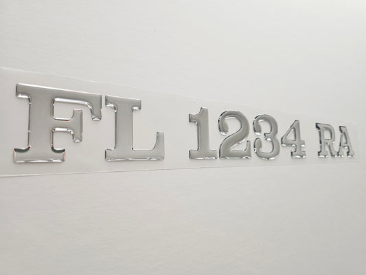 Registration Numbers Domed Decals Stickers (Set) Font 15