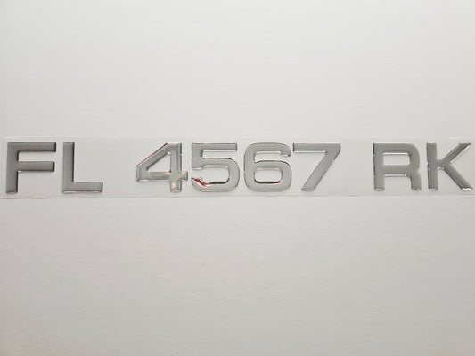 Registration Numbers Domed Decals Stickers (Set) Font 17