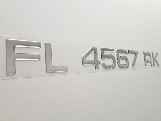 Registration Numbers Domed Decals Stickers (Set) Font 17