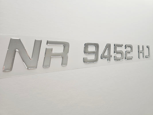 Registration Numbers Domed Decals Stickers (Set) Font 18